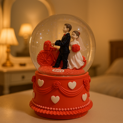 Musical couple love globe