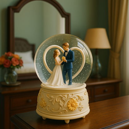 Musical couple love globe