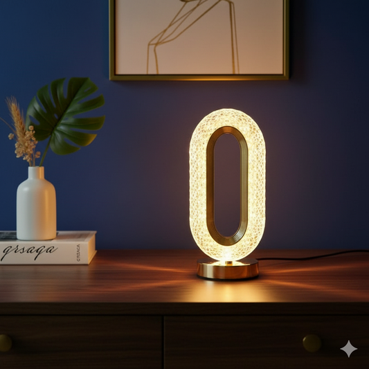 Modern Luxury Oval USB Rechargeable Crystal Table Lamp